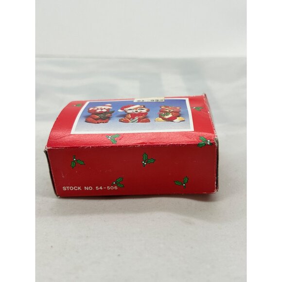 Vintage Christmas Critters 2" Ornaments Ceramic Raccoon Dog Bear - Picture 6 of 6